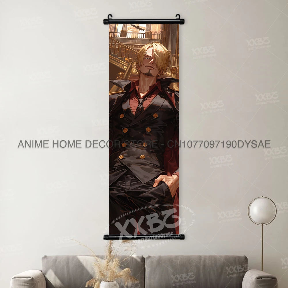 One Piece Posters Monkey D. Luffy Scrolls Pictures Vinsmoke Sanji Roronoa Anime Home Decor Zoro Hanging Painting Wall Art Shanks