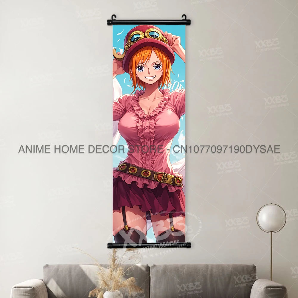 One Piece Posters Monkey D. Luffy Scrolls Pictures Vinsmoke Sanji Roronoa Anime Home Decor Zoro Hanging Painting Wall Art Shanks