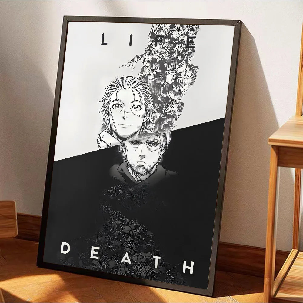 Cool V-Vinland S-Saga Anime Classic Movie Posters Whitepaper Sticker DIY Room Bar Cafe Aesthetic Art Wall Painting