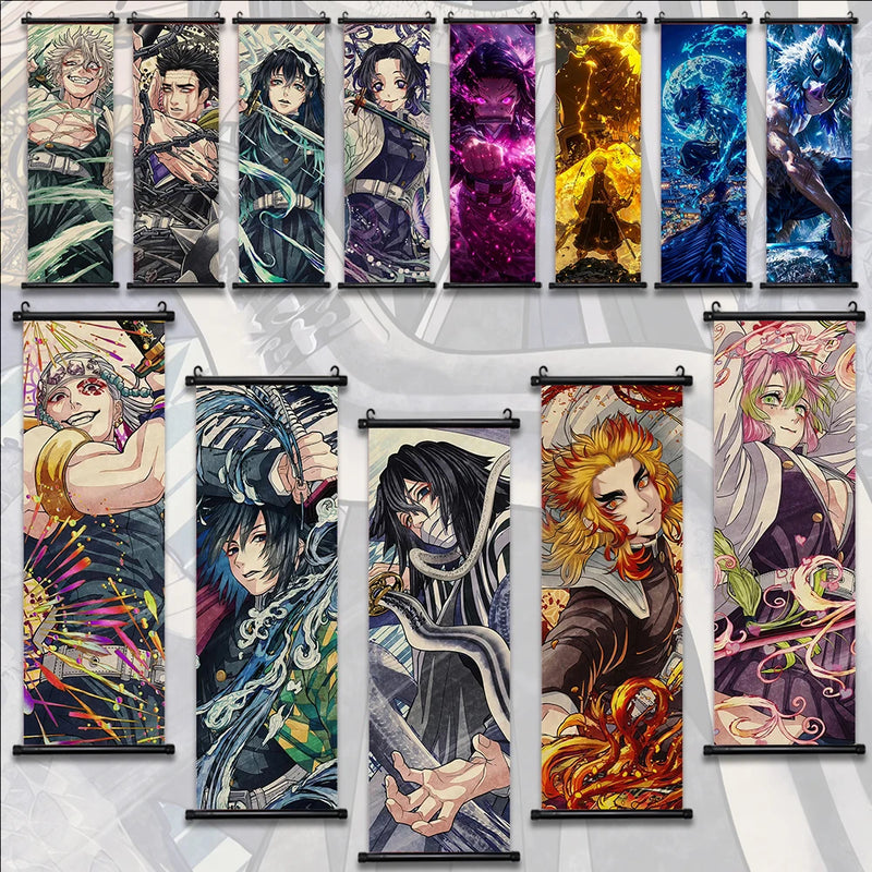 Demon Slayer Wallpaper Comic Poster Wall Artwork Print Anime Hanging Scroll Hashira Home Decoration Art Canvas Painting Kid Gift