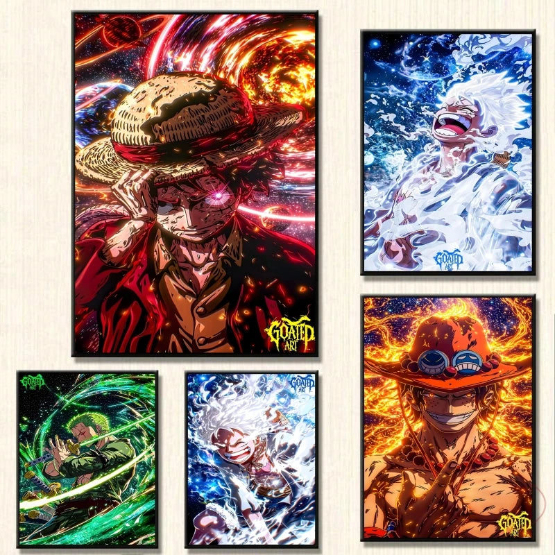 Classic Anime Canvas Poster One Piece Luffy Classic Figures Zoro Multi Functional Decor Wall Art Bedroom Vintage Decor Kids Gift