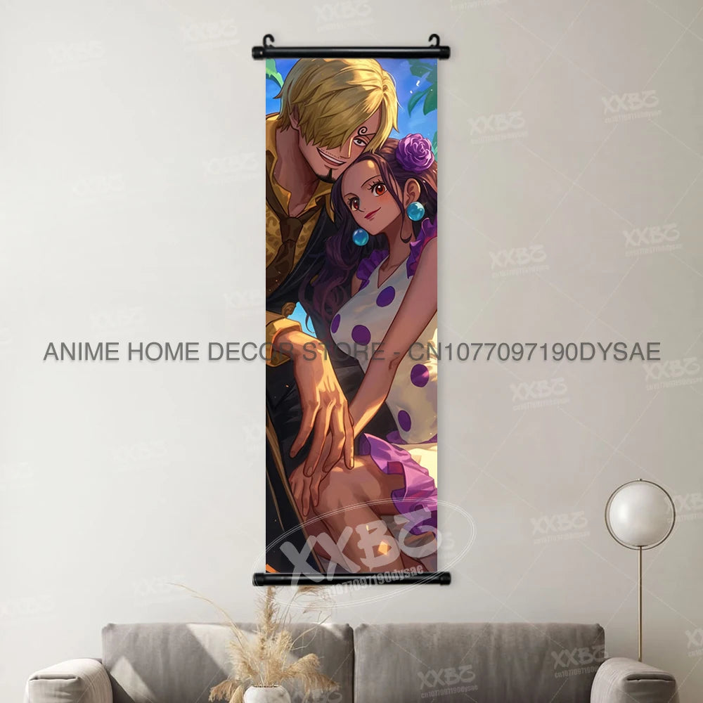 One Piece Posters Monkey D. Luffy Scrolls Pictures Vinsmoke Sanji Roronoa Anime Home Decor Zoro Hanging Painting Wall Art Shanks