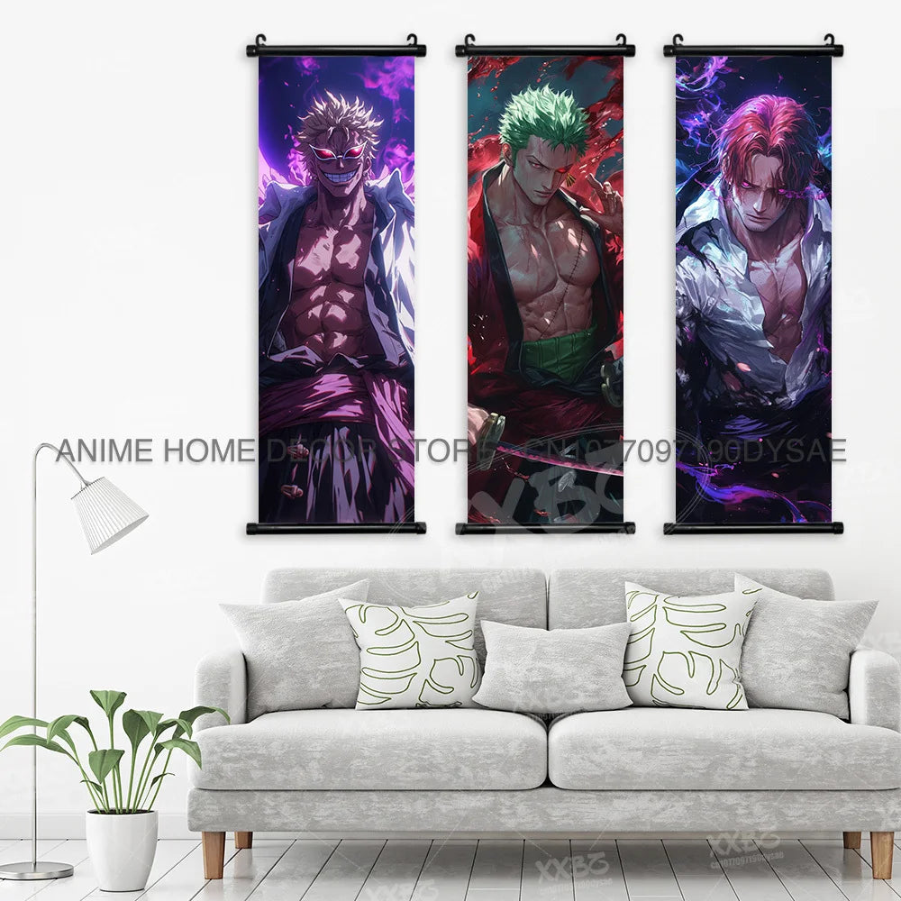 One Piece Posters Monkey D. Luffy Scrolls Pictures Vinsmoke Sanji Roronoa Anime Home Decor Zoro Hanging Painting Wall Art Shanks