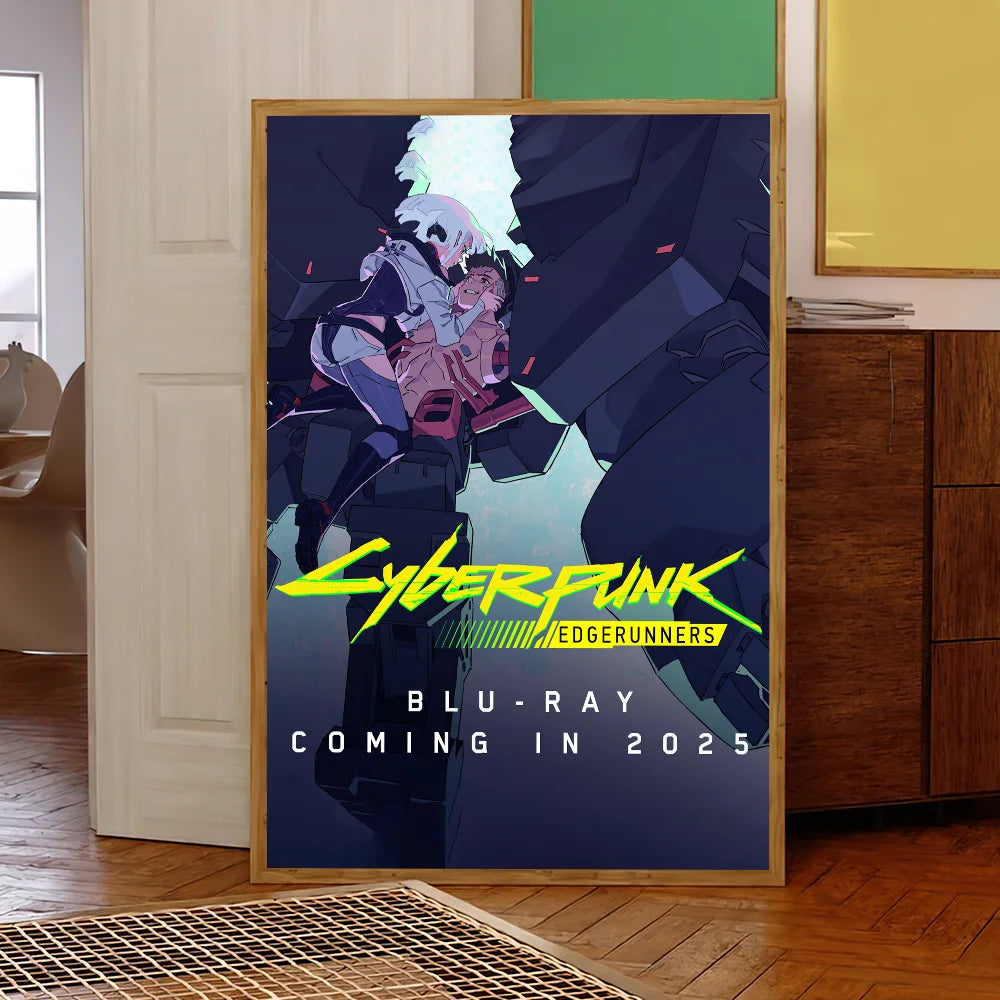 Anime C-Cyberpunk E-Edgerunners Poster Self Adhesive Painting Living Room Office Decoration Bedroom Home Wall Sticker Prints