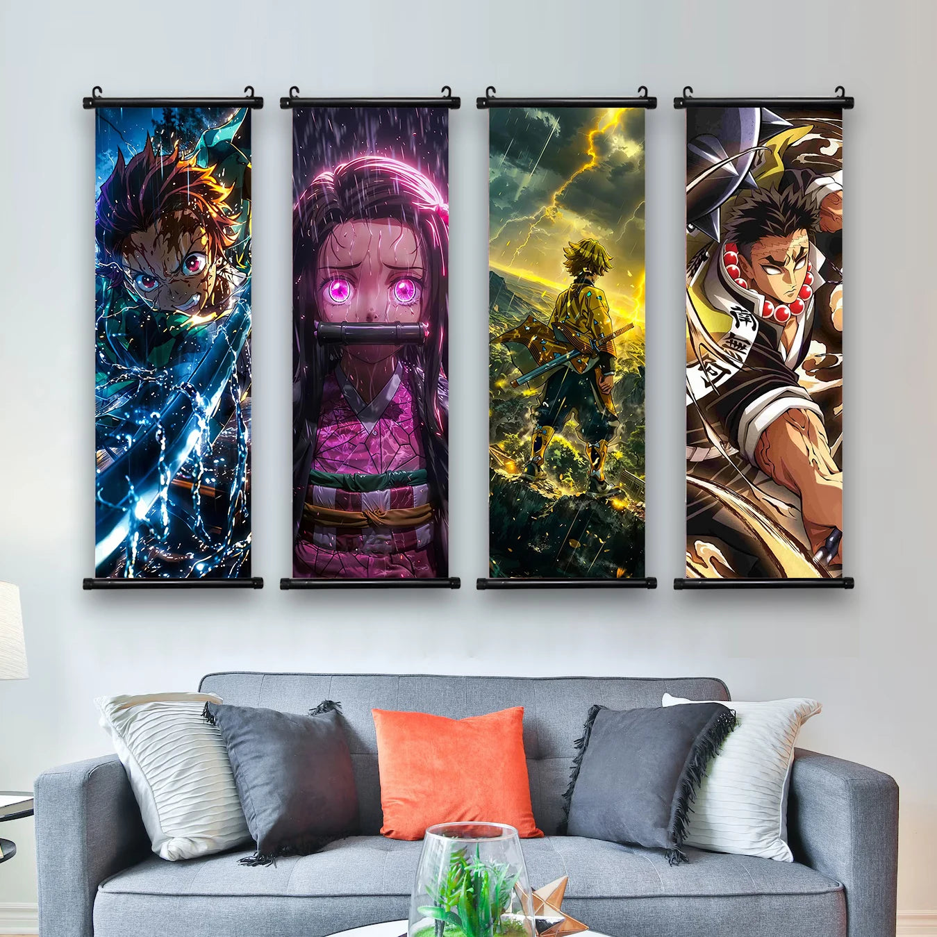 Demon Slayer Wallpaper Comic Poster Wall Artwork Print Anime Hanging Scroll Hashira Home Decoration Art Canvas Painting Kid Gift
