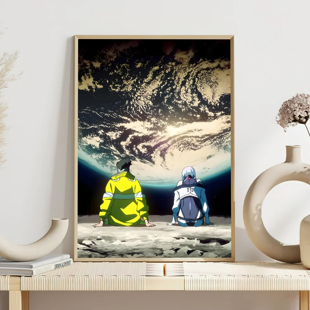 Anime C-Cyberpunk E-Edgerunners Poster Self Adhesive Painting Living Room Office Decoration Bedroom Home Wall Sticker Prints
