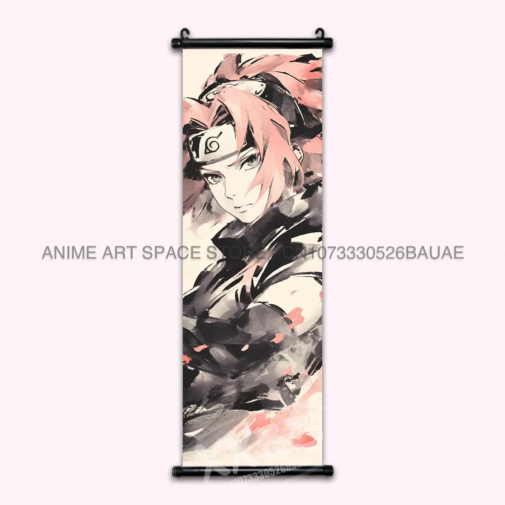 Anime Naruto Hanging Painting Hatake Kakashi Wall Art Scrolls Picture Uchiha Sasuke Home Decor Canvas Poster Haruno Sakura Mural