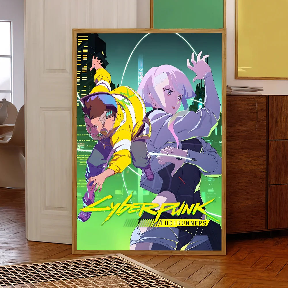 Anime C-Cyberpunk E-Edgerunners Poster Self Adhesive Painting Living Room Office Decoration Bedroom Home Wall Sticker Prints