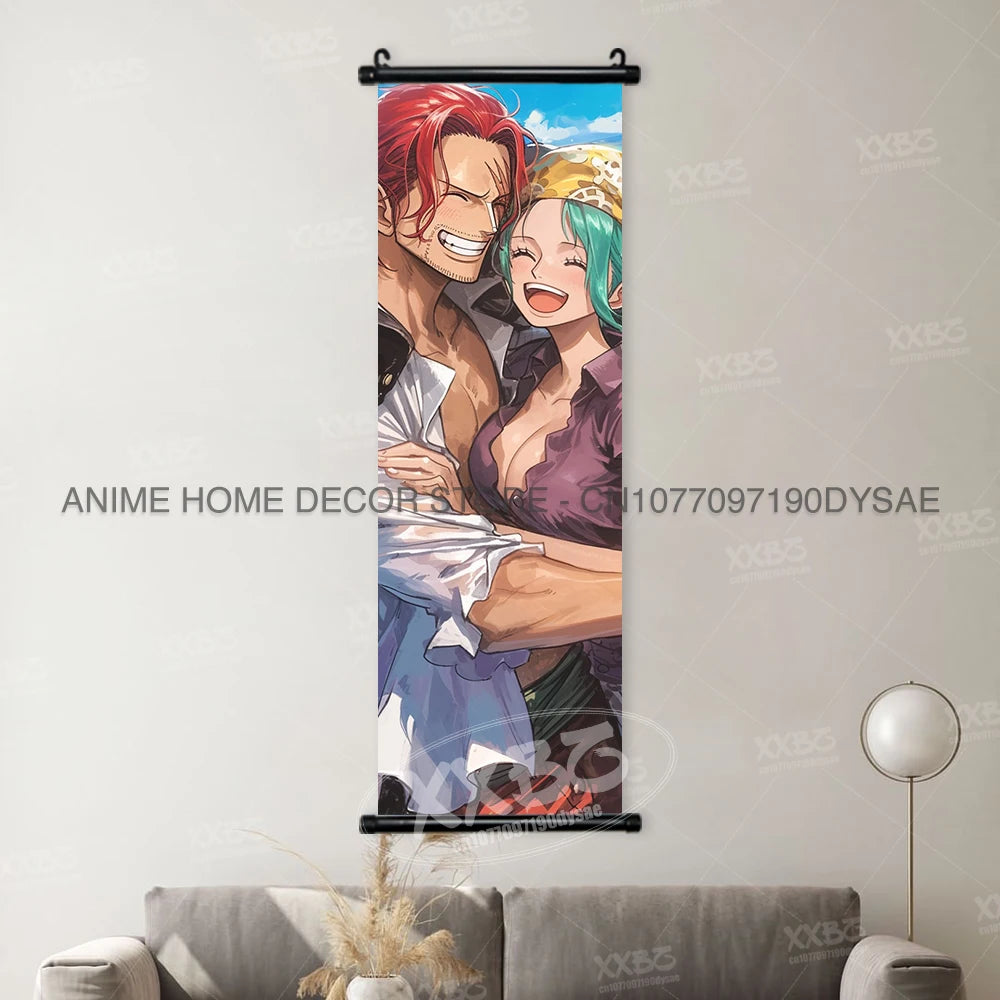 One Piece Posters Monkey D. Luffy Scrolls Pictures Vinsmoke Sanji Roronoa Anime Home Decor Zoro Hanging Painting Wall Art Shanks