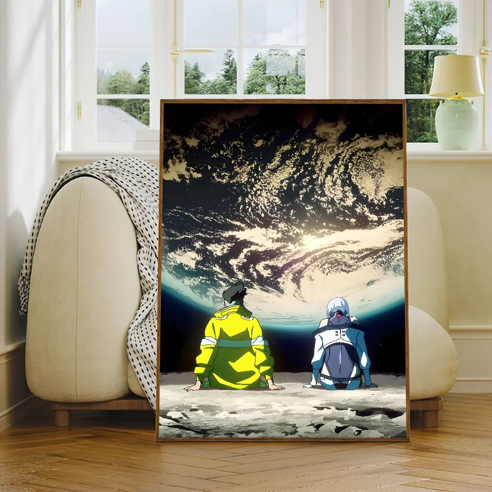 Anime C-Cyberpunk E-Edgerunners Poster Self Adhesive Painting Living Room Office Decoration Bedroom Home Wall Sticker Prints