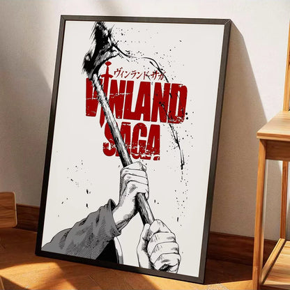 Cool V-Vinland S-Saga Anime Classic Movie Posters Whitepaper Sticker DIY Room Bar Cafe Aesthetic Art Wall Painting