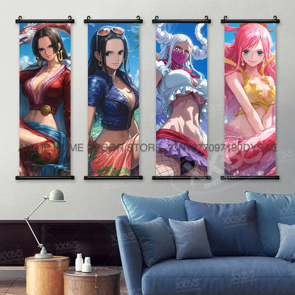 One Piece Posters Monkey D. Luffy Scrolls Pictures Vinsmoke Sanji Roronoa Anime Home Decor Zoro Hanging Painting Wall Art Shanks