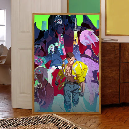 Anime C-Cyberpunk E-Edgerunners Poster Self Adhesive Painting Living Room Office Decoration Bedroom Home Wall Sticker Prints