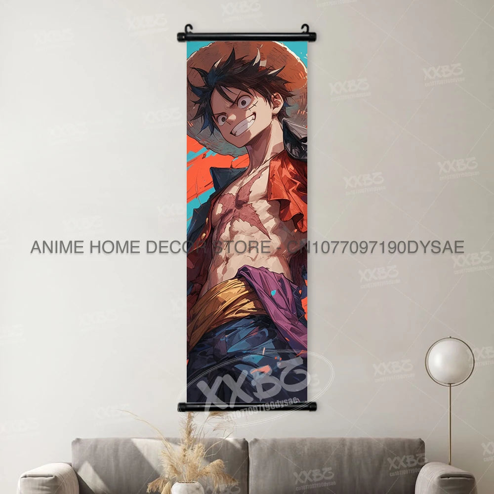 One Piece Posters Monkey D. Luffy Scrolls Pictures Vinsmoke Sanji Roronoa Anime Home Decor Zoro Hanging Painting Wall Art Shanks