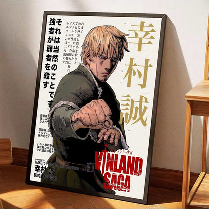 Cool V-Vinland S-Saga Anime Classic Movie Posters Whitepaper Sticker DIY Room Bar Cafe Aesthetic Art Wall Painting