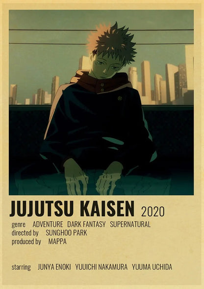 Classic Retro Japanese Anime Kraft Poster Collection Jujutsu Kaisen Akame Ga Kill Haikyu Your Name  Artistic Wall Sticker Decor