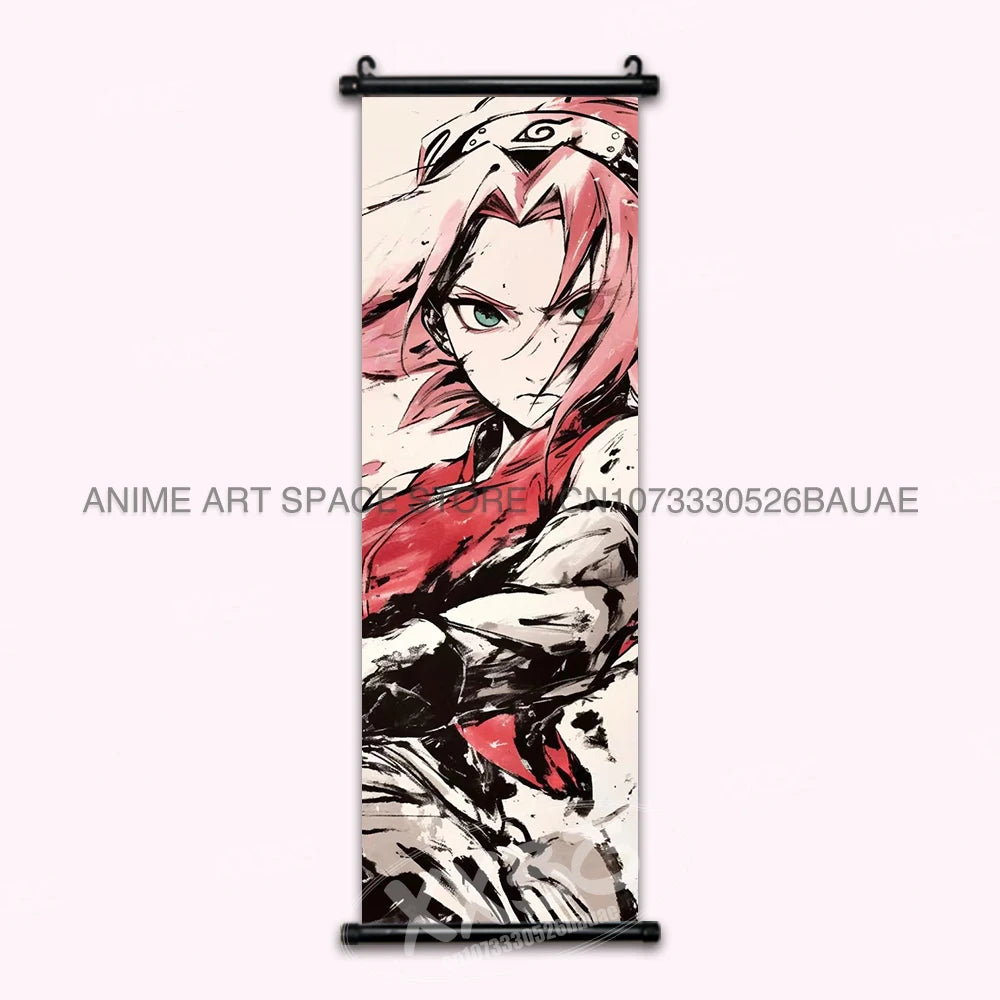 Anime Naruto Hanging Painting Hatake Kakashi Wall Art Scrolls Picture Uchiha Sasuke Home Decor Canvas Poster Haruno Sakura Mural