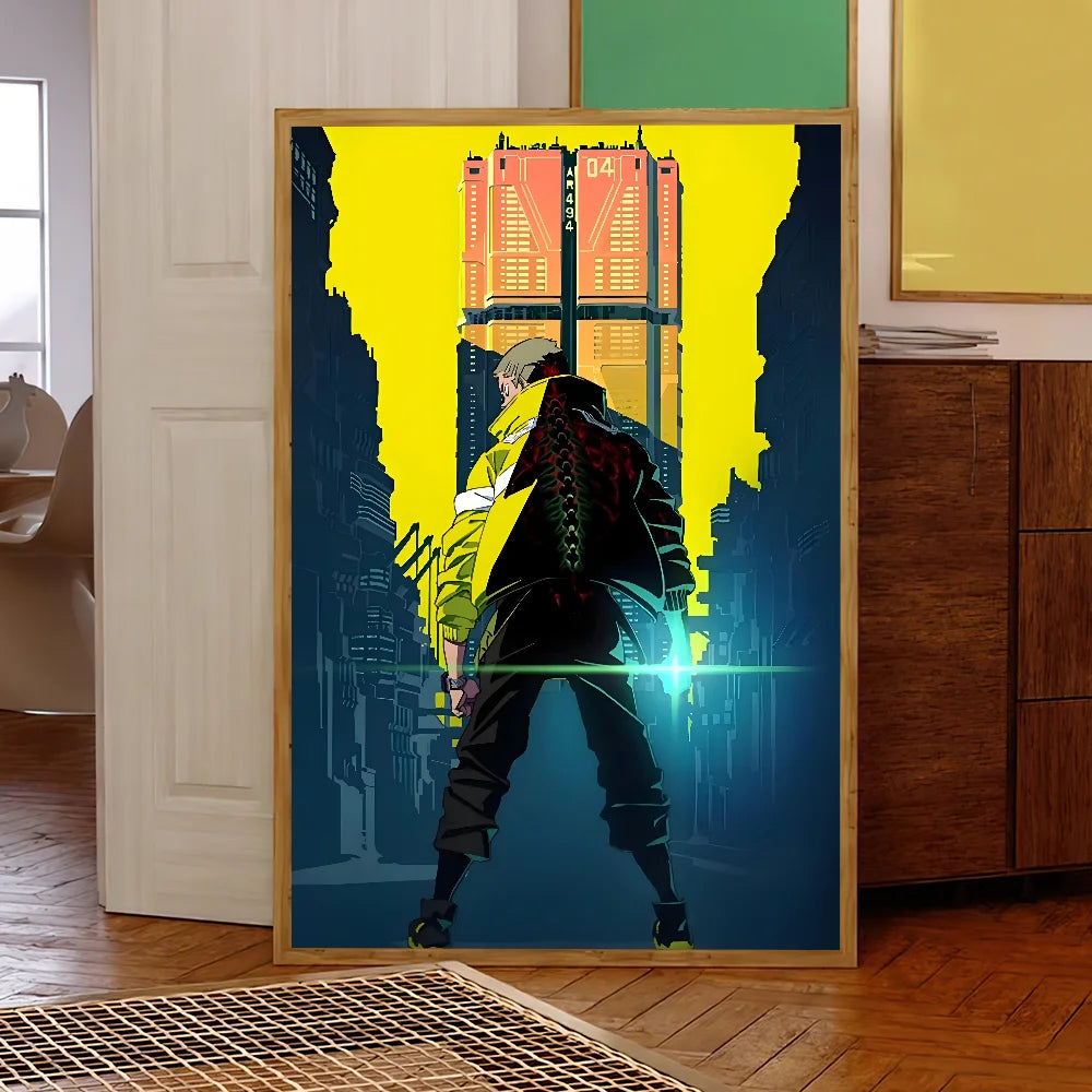 Anime C-Cyberpunk E-Edgerunners Poster Self Adhesive Painting Living Room Office Decoration Bedroom Home Wall Sticker Prints