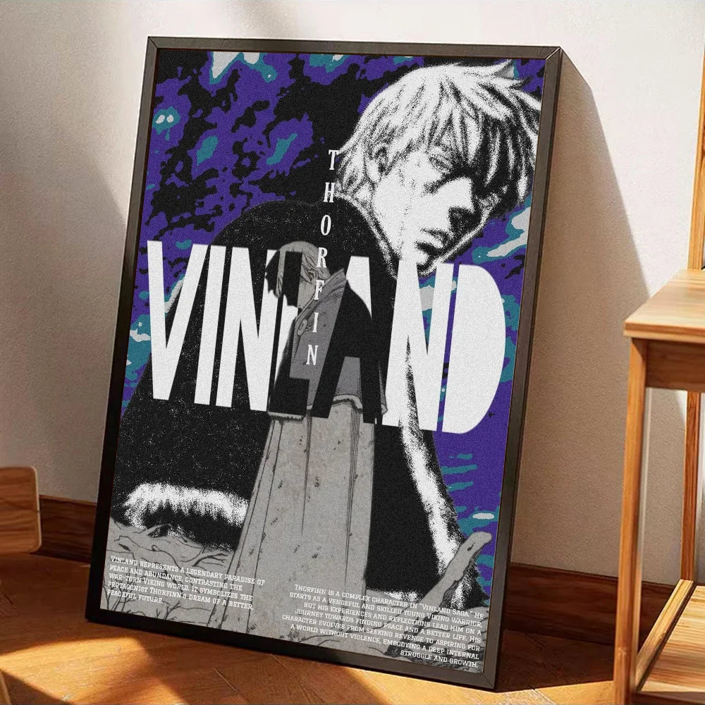 Cool V-Vinland S-Saga Anime Classic Movie Posters Whitepaper Sticker DIY Room Bar Cafe Aesthetic Art Wall Painting