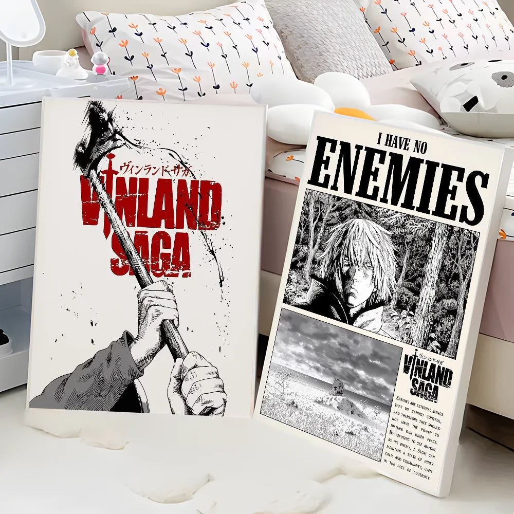 Cool V-Vinland S-Saga Anime Classic Movie Posters Whitepaper Sticker DIY Room Bar Cafe Aesthetic Art Wall Painting