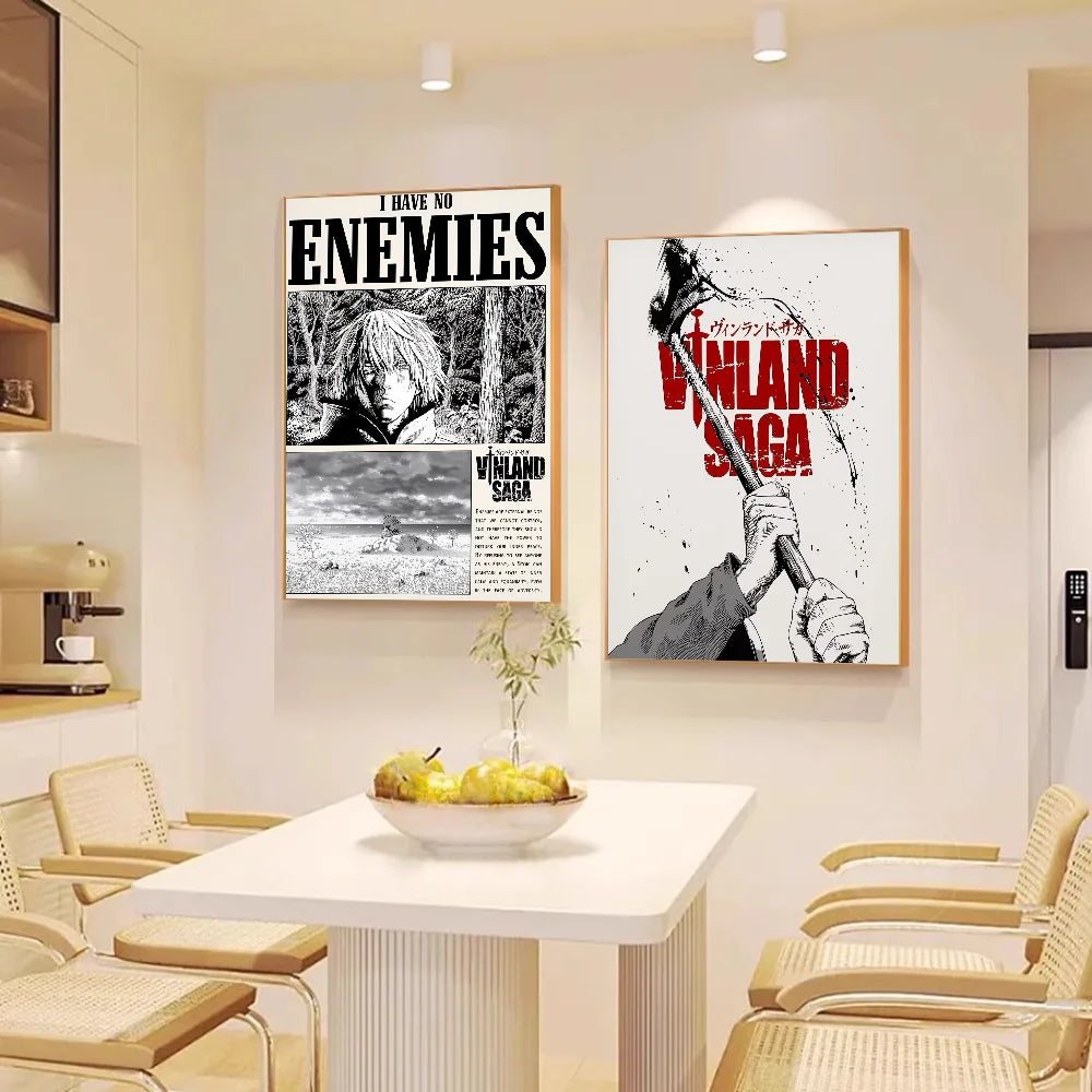Cool V-Vinland S-Saga Anime Classic Movie Posters Whitepaper Sticker DIY Room Bar Cafe Aesthetic Art Wall Painting