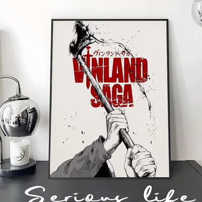 Cool V-Vinland S-Saga Anime Classic Movie Posters Whitepaper Sticker DIY Room Bar Cafe Aesthetic Art Wall Painting
