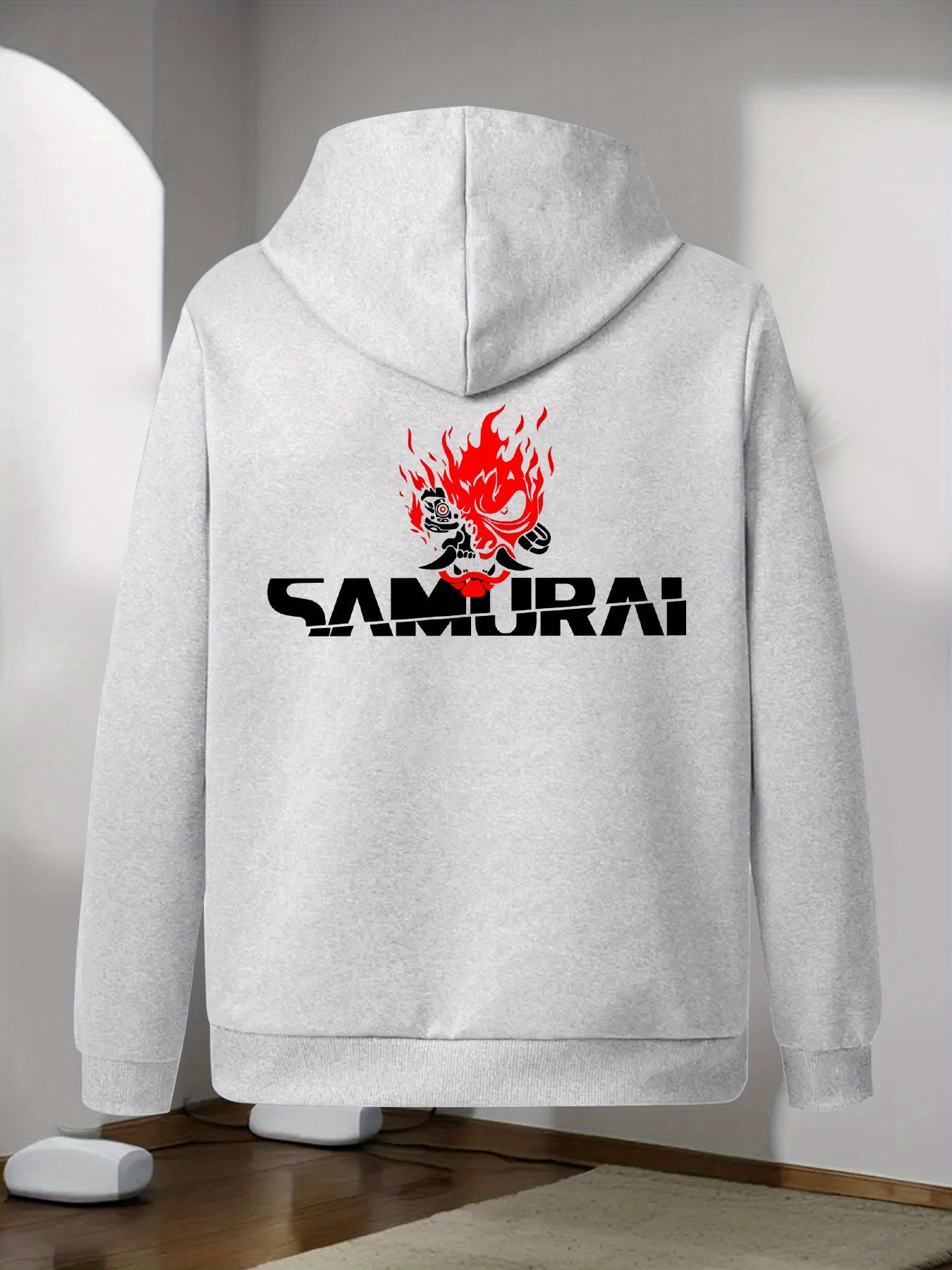 Men's Japanese Samurai Print Hooded Jacket